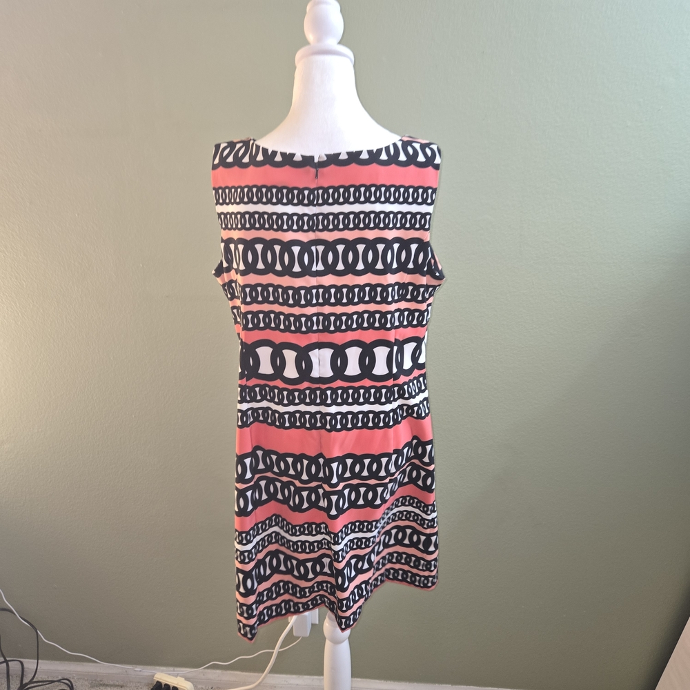 Women's Evan Picone Black & Coral Midi Dress - Picture 2 of 3